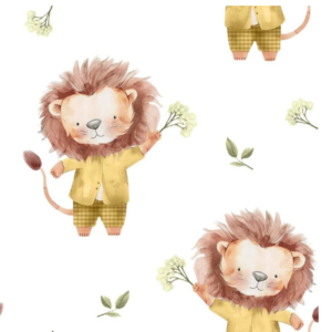tela de algodón leones baby