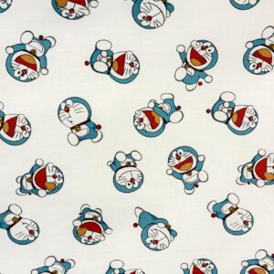 Telas-de-algodon-coralinas-muselinas-y-doble-gasas Doraemon