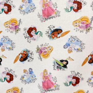 Telas-de-algodon-coralinas-muselinas-y-doble-gasas Princesas Disney